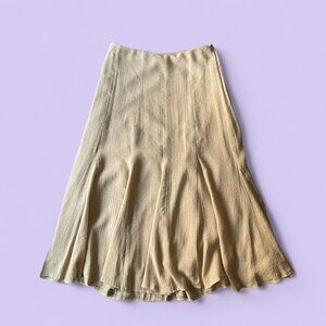 Soho Apparel Beige Pleated Midi Skirt Size 8 Y2K A-Line Flowy